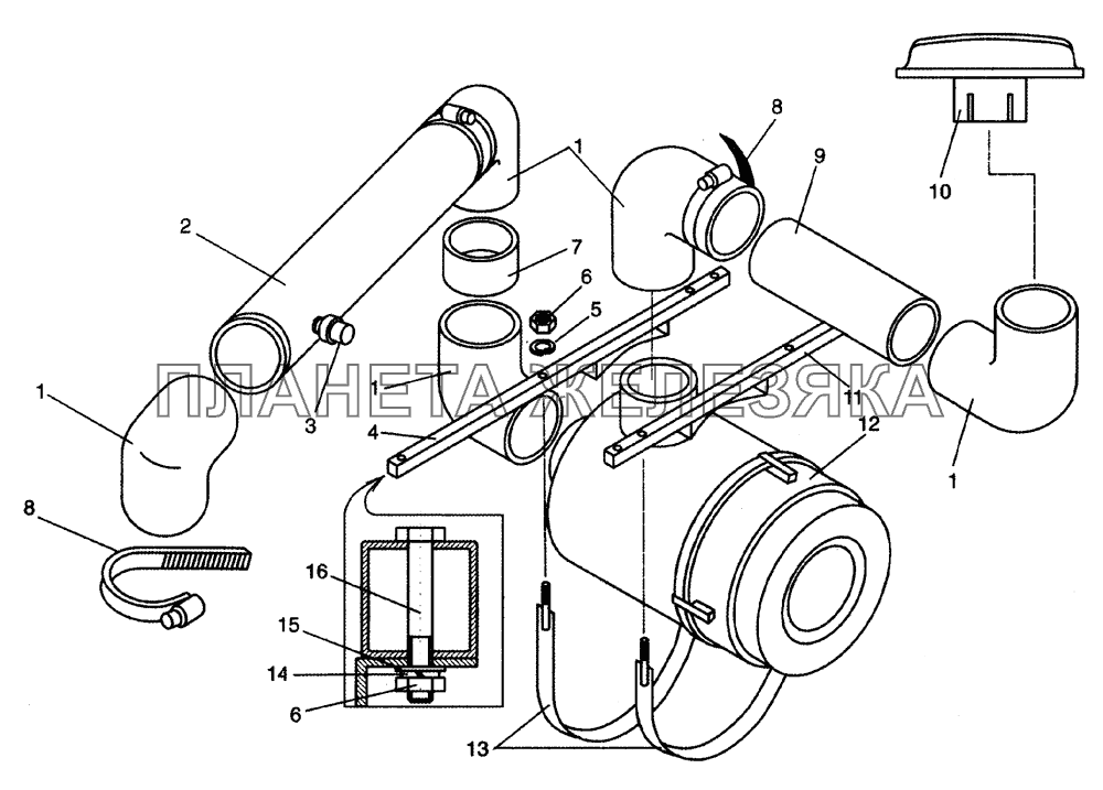 Система питания воздухом двигателя КамАЗ-740.11-240 ЛиАЗ-5256, 6212 (2006)